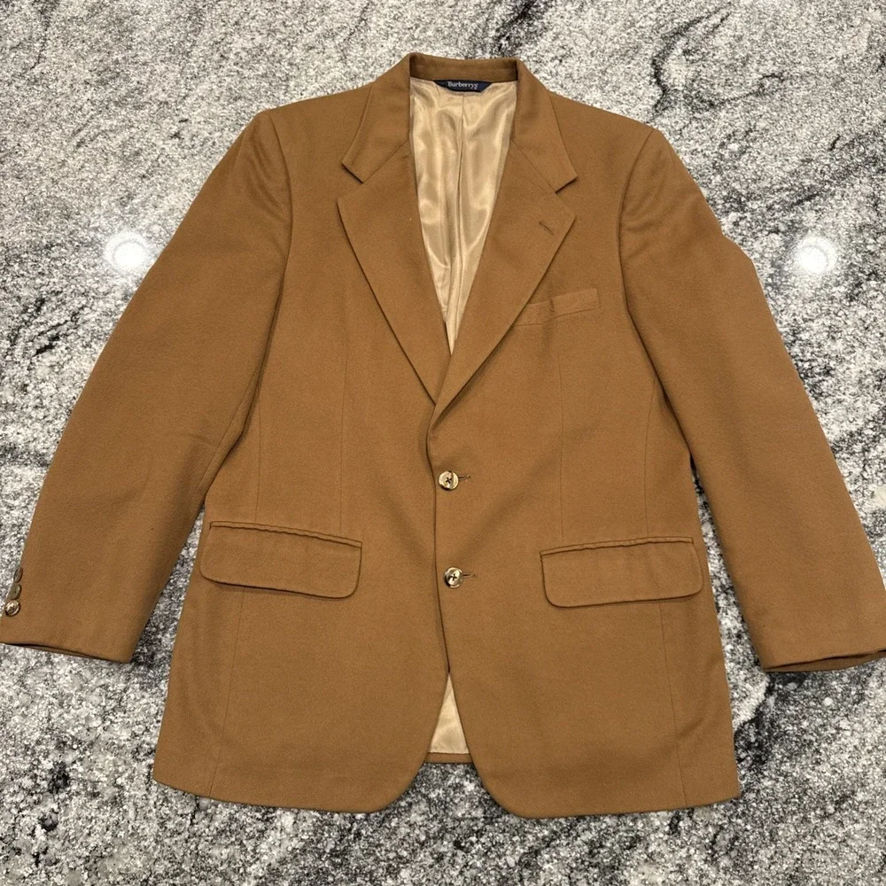 Vintage Burberrys 100% Cashmere‎ Camel Brown Sport Coat Blazer Jacket Men's 42R
